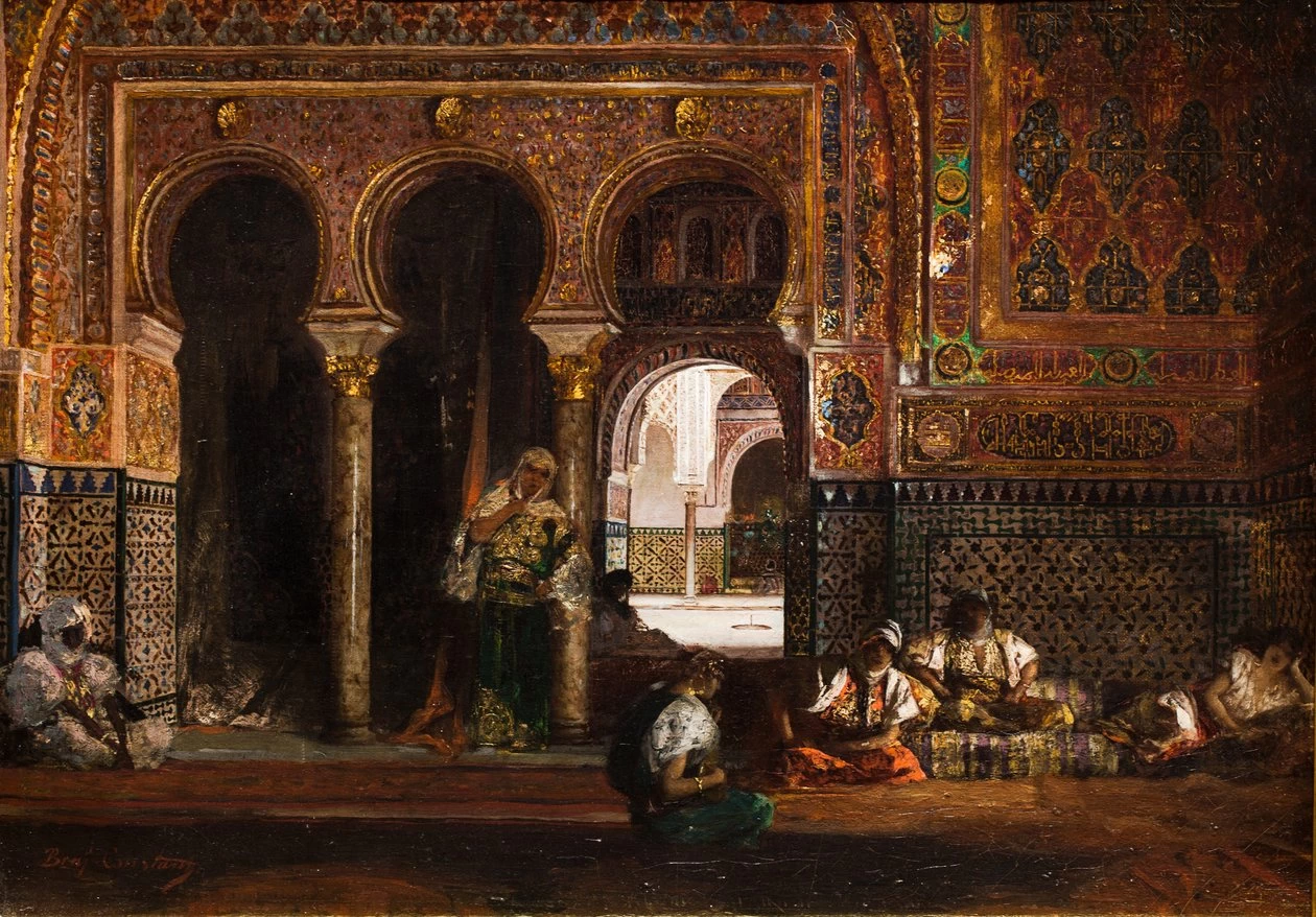 Jean - Joseph Benjamin, Constant, 172, Scena di harem, cinque donne, 1880 circa, Collection Anzel, Levallois, Perret